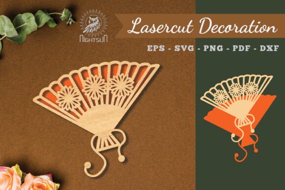 Elegant Floral Hand Fan Laser Cut Design 4