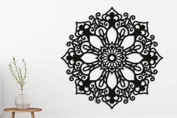 Elevate Your Space with Intricate Laser Cut Black Mandala Wall Decor SVG Designs