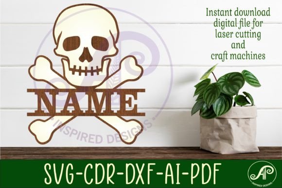 Elevating Personalized Decor with the Skull and Bones Two Layer Name Sign Svg