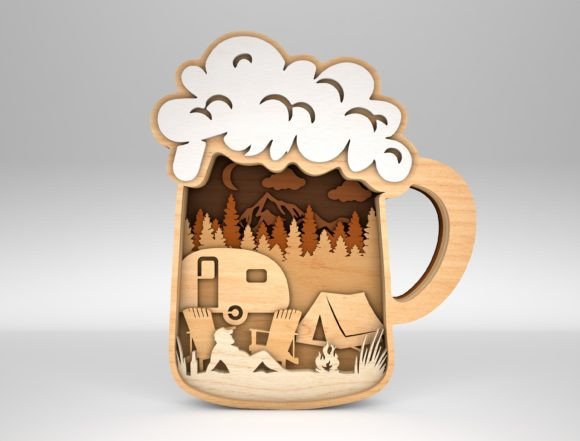 Multilayer Camping Beer Mug SVG