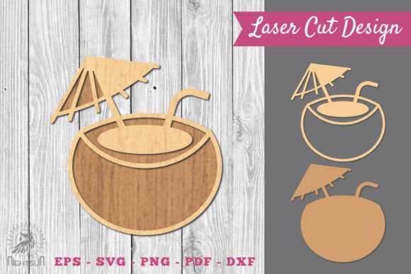 Tropical Vibes: Coconut Cocktail Laser Cut Designs
